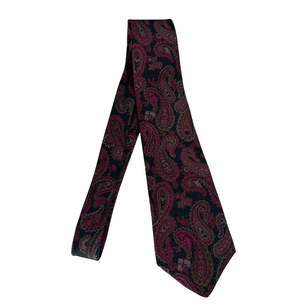 Mallory & Church London Mens Vintage Silk Paisley Necktie Tie USA Made Preppy
